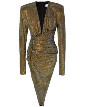 Alexandre Vauthier Rhinestone-Embellished Draped Dress - Green