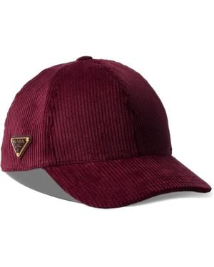 Prada Cappello Da Baseball A Coste - Rosso