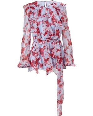 Carolina Herrera フローラル ラッフルトップ - レッド