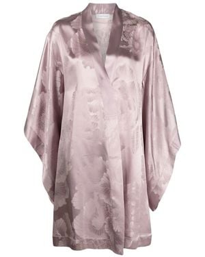 Carine Gilson Floral-Print Silk Robe - Pink
