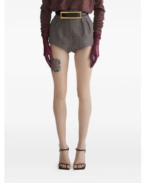 Mugler Pleated Check Shorts - Black