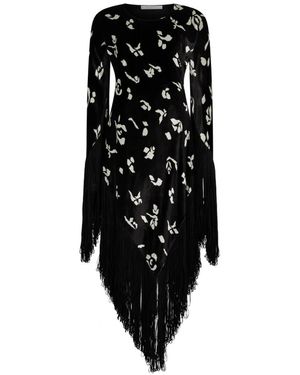 Philosophy Di Lorenzo Serafini Fringed Floral Midi Dress - Black