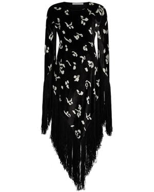 Philosophy Di Lorenzo Serafini Fringed Floral Midi Dress - Black
