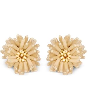 Oscar de la Renta Pompom Flower Ohrclips - Mettallic