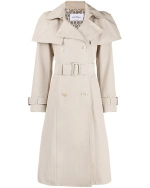 Ferragamo Trenchcoat Mit Gürtel - Natur