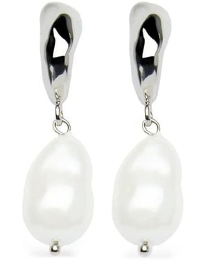 Erdem Pendientes Con Detalle De Perlas - Blanco