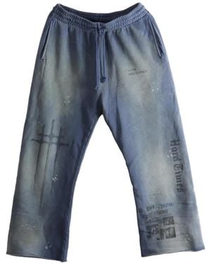 SAITOS Graphic-Print Track Trousers - Blue