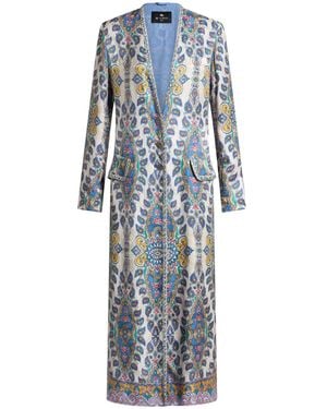 Etro Staubmantel Mit Pegaso-Knöpfen, Damen, Größe - Blau