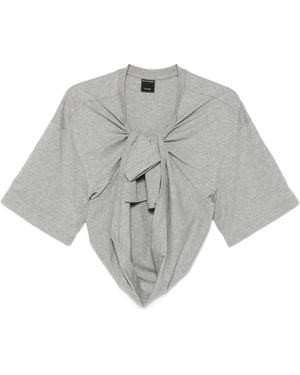 MERYLL ROGGE T-Shirt Crop À Détail Noué - Grey