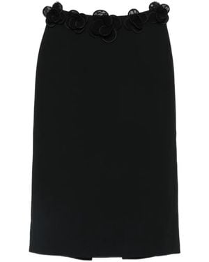 David Koma Floral-Trim Midi Skirt - Black
