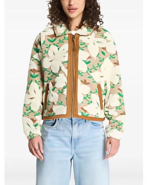 Napapijri T-Bloom Floral-Print Fleece Jacket - White