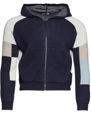 PRAYING Colour-Block Knit Hoodie - Blue