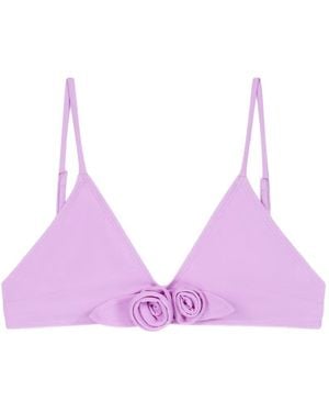 Coperni Flower Gesmockte Bikinitop - Paars