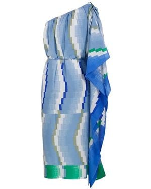 Ma Poésie Robe Imprimée Enna Aurore À Une Épaule - Bleu