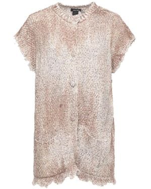 Avant Toi Sequin-Embellished Distressed-Effect Cardigan - Pink