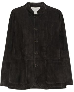 Eleventy Button Sheep Suede Jacket - Black