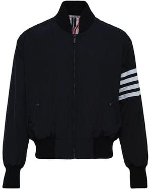 Thom Browne 4-bar Striped-panel Bomber Jacket - Black