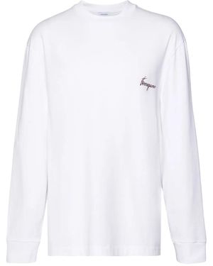 Ferragamo Botanical-Print Long-Sleeved T-Shirt - White