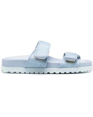 Gia Borghini Touch-Strap Denim Slides - Blue