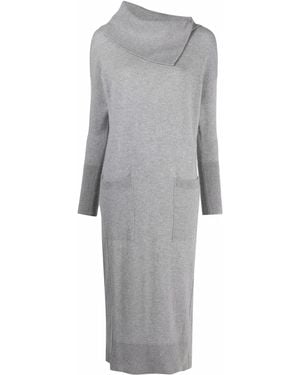 Lorena Antoniazzi Folded Collar Midi Dress - Gray