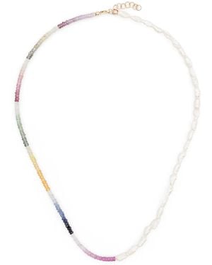 Roxanne First 9Kt Can'T Decide Gelbgoldhalskette Mit Saphieren Und Perlen - Weiß