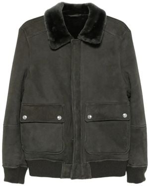 Eleventy Veste Bomber À Col En Peau Lainée - Noir
