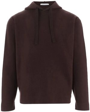 Oliver Lattughi Drawstring Merino Hoodie - Brown
