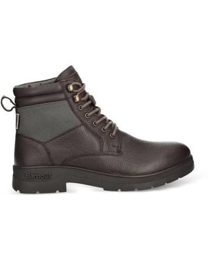 Barbour Bottines Eslington À Empiècements En Cuir Grainé - Brown