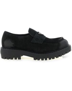 Prada Loafer Aus Wildleder - Schwarz
