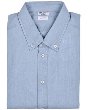 Brunello Cucinelli Button-Down Chambray Shirt - Blue