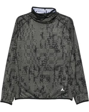 Roa High-Neck Patterned T-Shirt - Grey