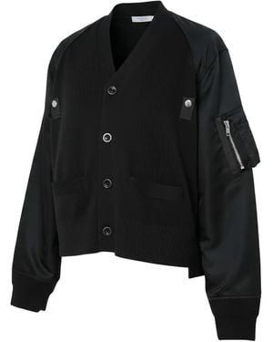 Sacai Panelled Knit Cardigan - Black
