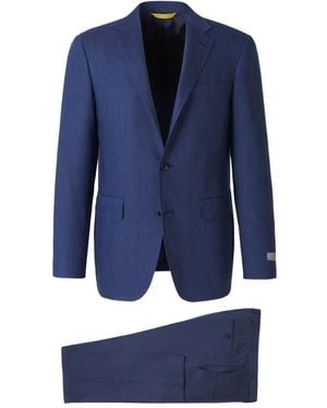Canali Two-Button Flap-Pocket Suit - Blue
