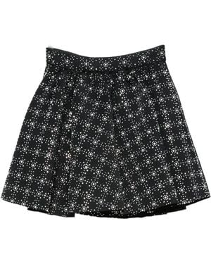 Maje Floral-Print A-Line Skirt - Black