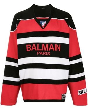 Balmain Bi-colour Boxy Sweater For - Red