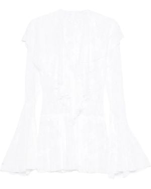 Norma Kamali Ruffled Long-Sleeve Mini Dress - White