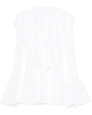 Norma Kamali Ruffled Long-Sleeve Mini Dress - White