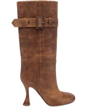 Moschino Suede Biker Boots - Brown