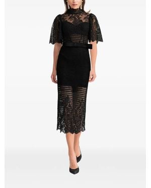 Gemy Maalouf High-Neck Lace Dress - Black