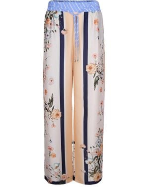 Liu Jo Palazzo Pants With Floral Pattern - White