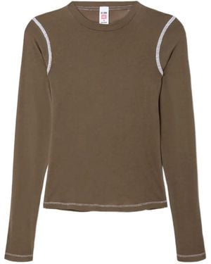 RE/DONE Contrast-Stitch Long-Sleeve Tee - Green