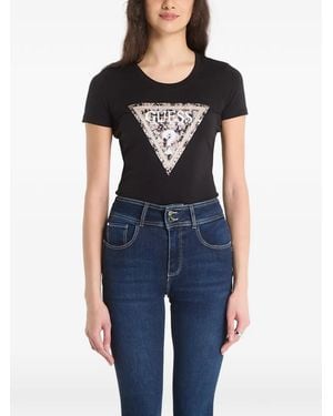 Guess Rhinestone-Embellished T-Shirt - Blue