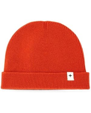 Jil Sander Logo-Patch Ribbed Beanie - Red