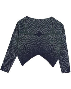 Circus Hotel Patterned Cropped Knitted Top - Blue