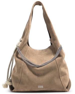 Bimba Y Lola Chain Drawstring Shoulder Bag - Natural