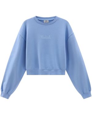 Woolrich Logo-Embroidered Cotton Sweatshirt - Blue