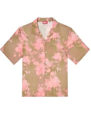 DIESEL Lyocell Shirt With All-Over Floral Print - Pink
