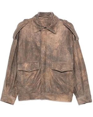 Giorgio Brato Distressed-Effect Epaulette Jacket - Brown