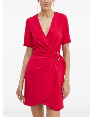 Morgan V-Neck Short-Sleeve Mini Dress - Red