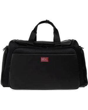DIESEL Logo-Patch Pocket-Detail Duffle Bag - Black